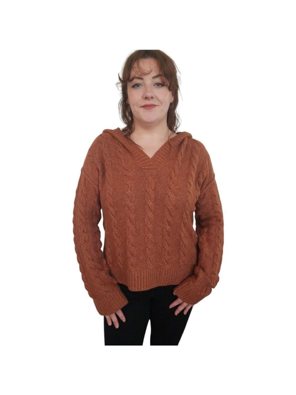 SO Cable Knit Hoodie Sweater Size Large